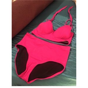 Hot pink bikini with underwire